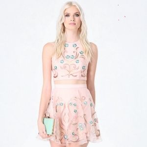 Bebe Embroidered Two Piece Cocktail Dress